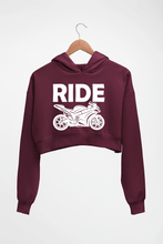 Load image into Gallery viewer, Ride Superbike Crop HOODIE FOR WOMEN-Maroon-Ektarfa.online
