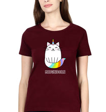Load image into Gallery viewer, Cat Unicorn T-Shirt for Women-Maroon-Ektarfa.online
