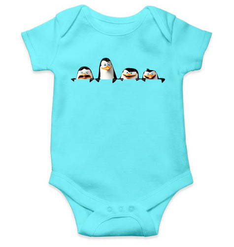 Penguins Looking Kids Romper For Baby Boy/Girl-0-5 Months(18 Inches)-Sky Blue-Ektarfa.online