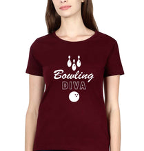 Load image into Gallery viewer, Bowling Diva T-Shirt for Women-Maroon-Ektarfa.online
