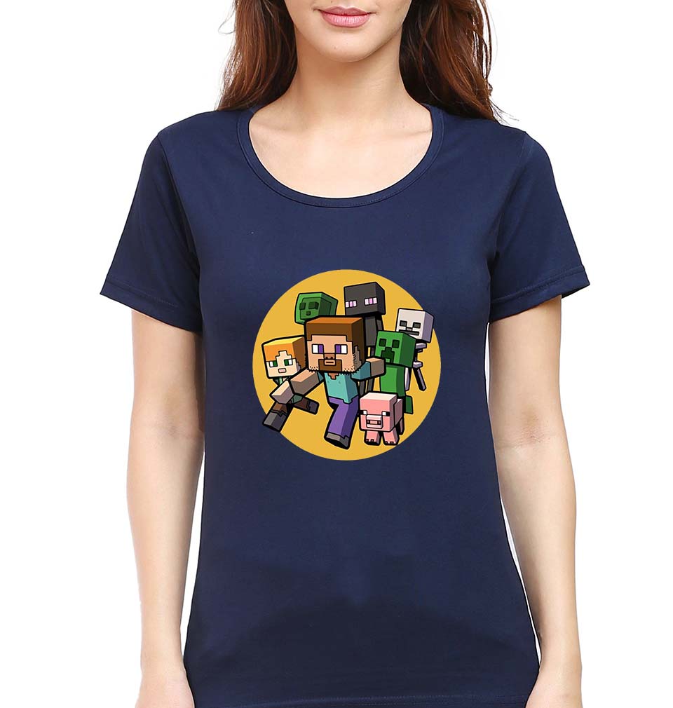 Minecraft T-Shirt for Women-Navy Blue-Ektarfa.online
