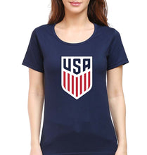 Load image into Gallery viewer, USA Football T-Shirt for Women-Navy Blue-Ektarfa.online
