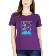Load image into Gallery viewer, CRICKET Sachin Kohli Dhoni T-Shirt for Women-Purple-Ektarfa.online
