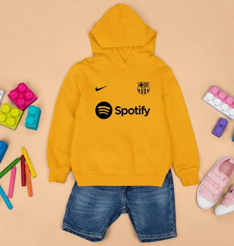 Barcelona 2022-23 Kids Hoodie for Boy/Girl-Mustard Yellow-Ektarfa.online