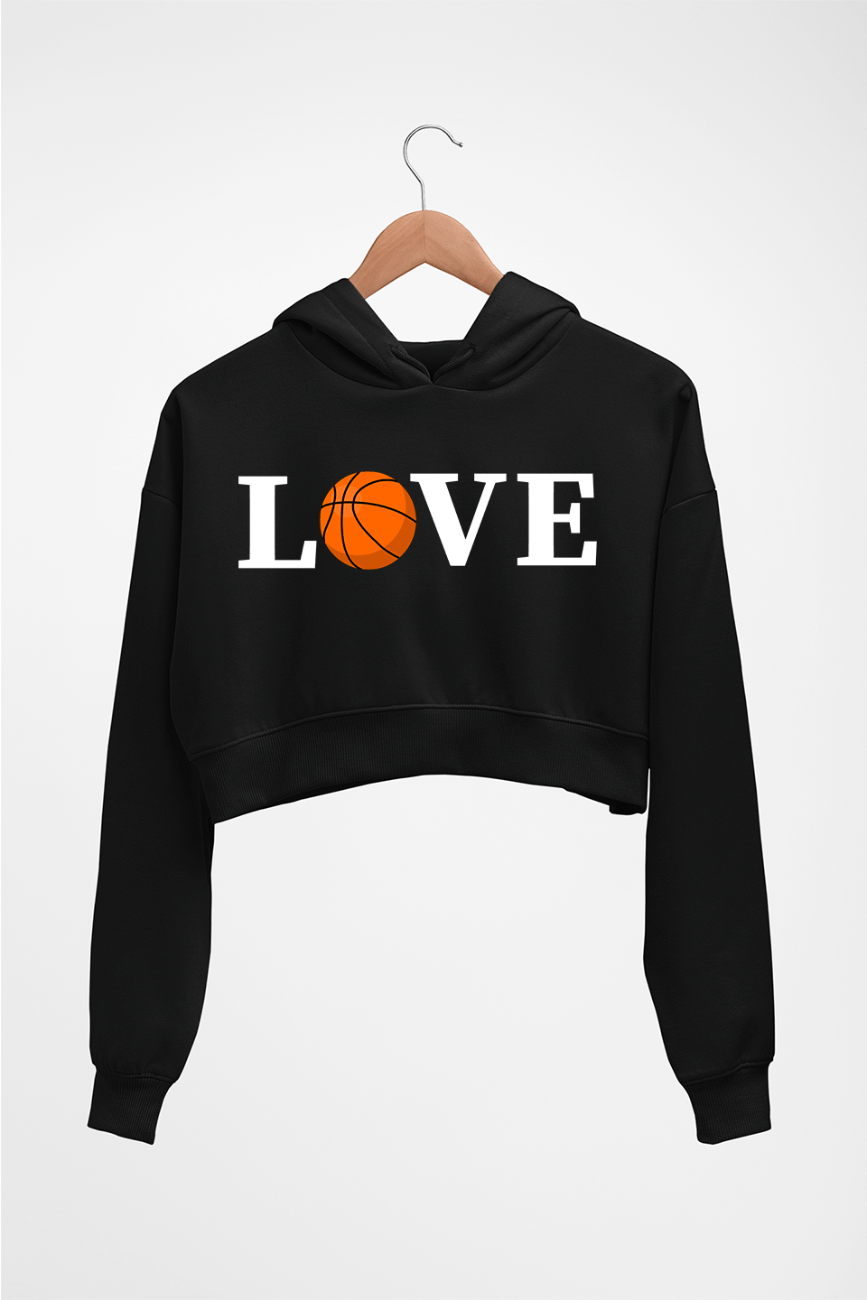 NBA Basketball Love Crop HOODIE FOR WOMEN-Black-Ektarfa.online