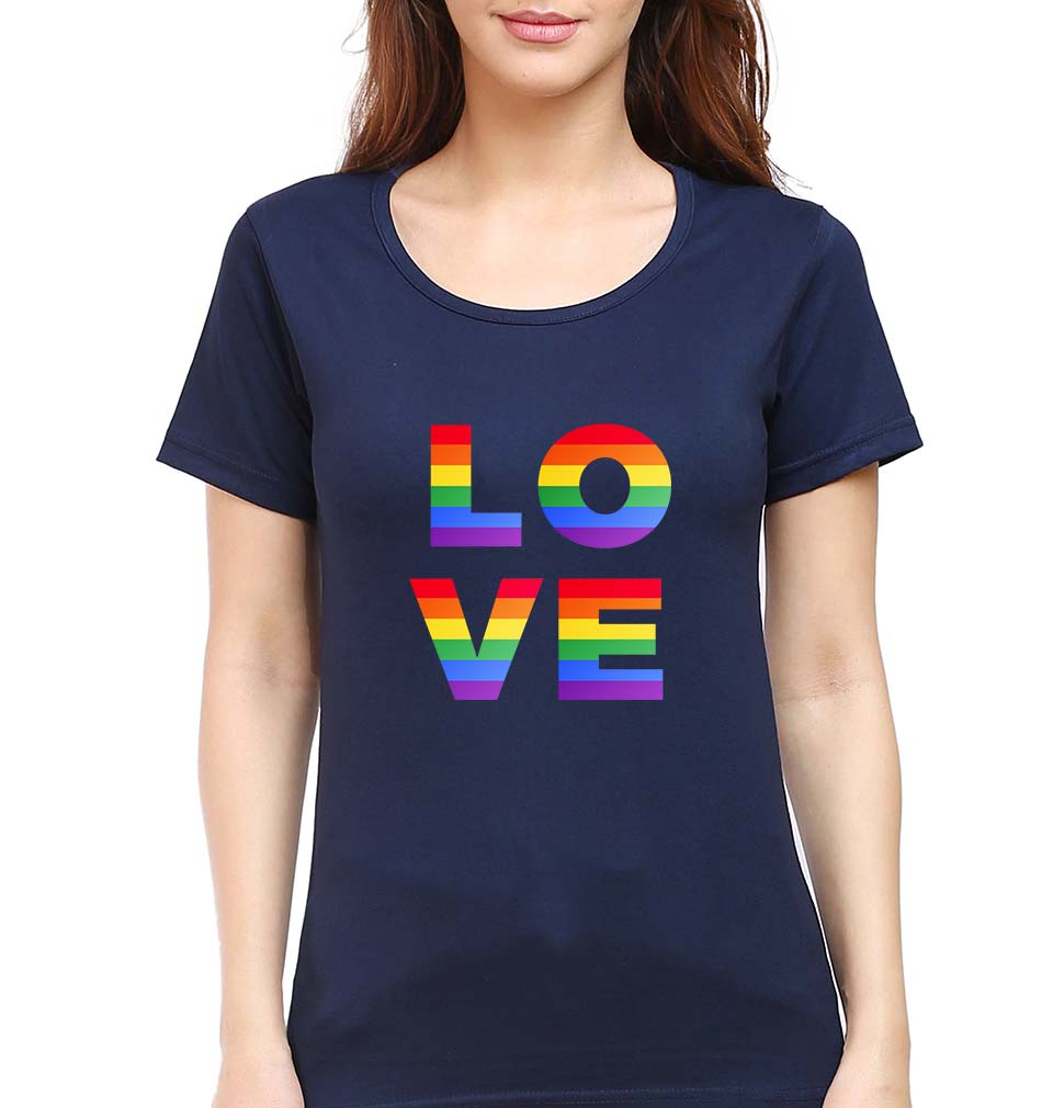 Love Pride T-Shirt for Women-Navy Blue-Ektarfa.online