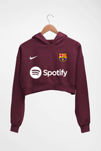 Load image into Gallery viewer, Barcelona 2022-23 Crop HOODIE FOR WOMEN-Maroon-Ektarfa.online
