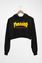 Load image into Gallery viewer, Thrasher Magzine Crop HOODIE FOR WOMEN-Black-Ektarfa.online
