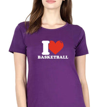 Load image into Gallery viewer, I Love Basketball T-Shirt for Women-Purple-Ektarfa.online
