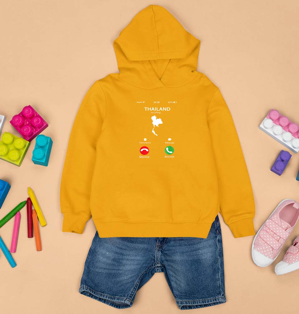 Thailand Calling Kids Hoodie for Boy/Girl-Mustard Yellow-Ektarfa.online