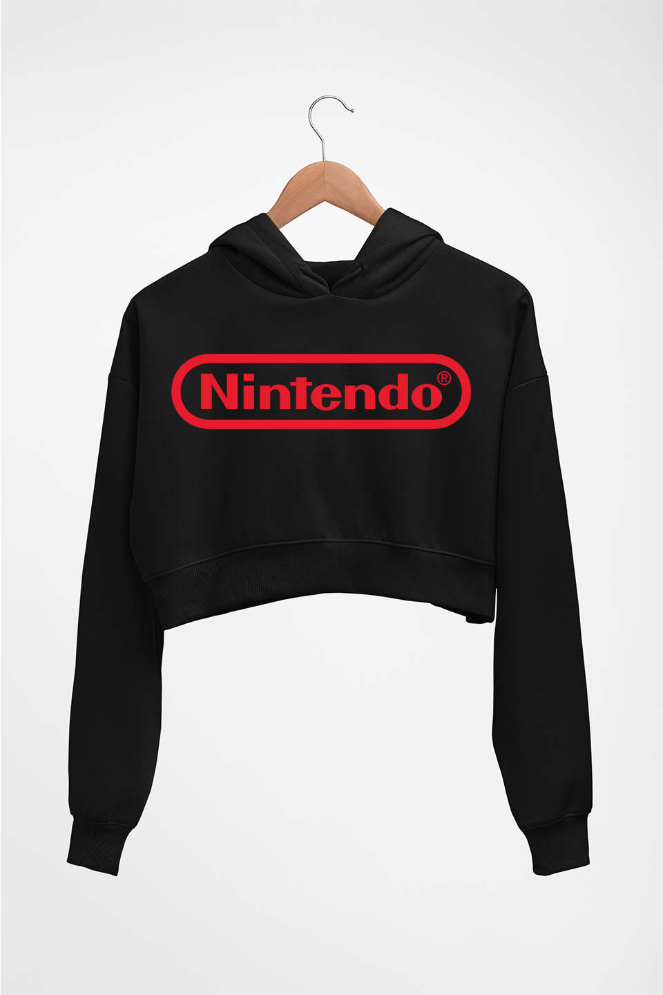 Nintendo Crop HOODIE FOR WOMEN-Black-Ektarfa.online