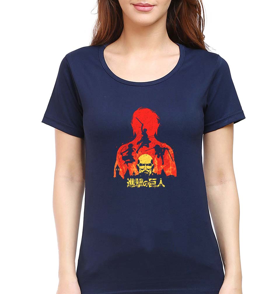 Attack on Titan T-Shirt for Women-Navy Blue-Ektarfa.online