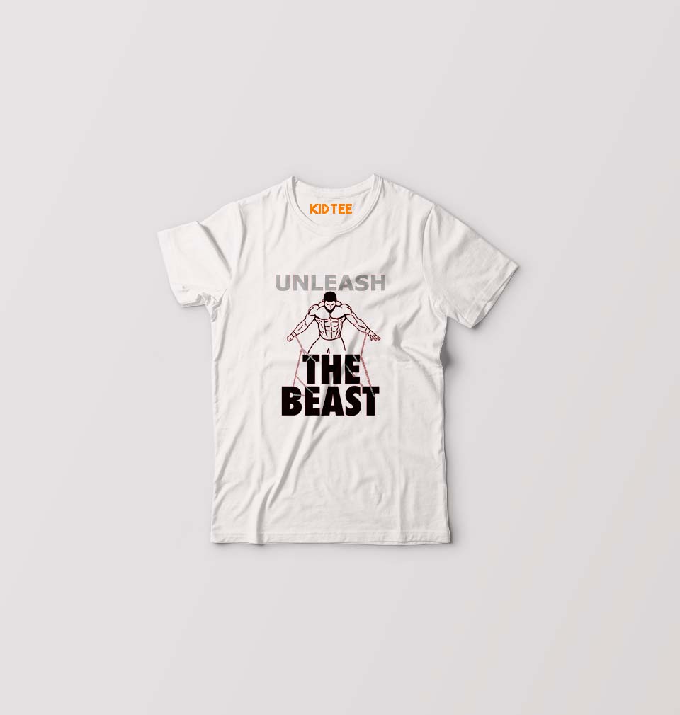Gym Beast Kids T-Shirt for Boy/Girl-White-Ektarfa.online