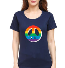 Load image into Gallery viewer, Peace Pride T-Shirt for Women-Navy Blue-Ektarfa.online
