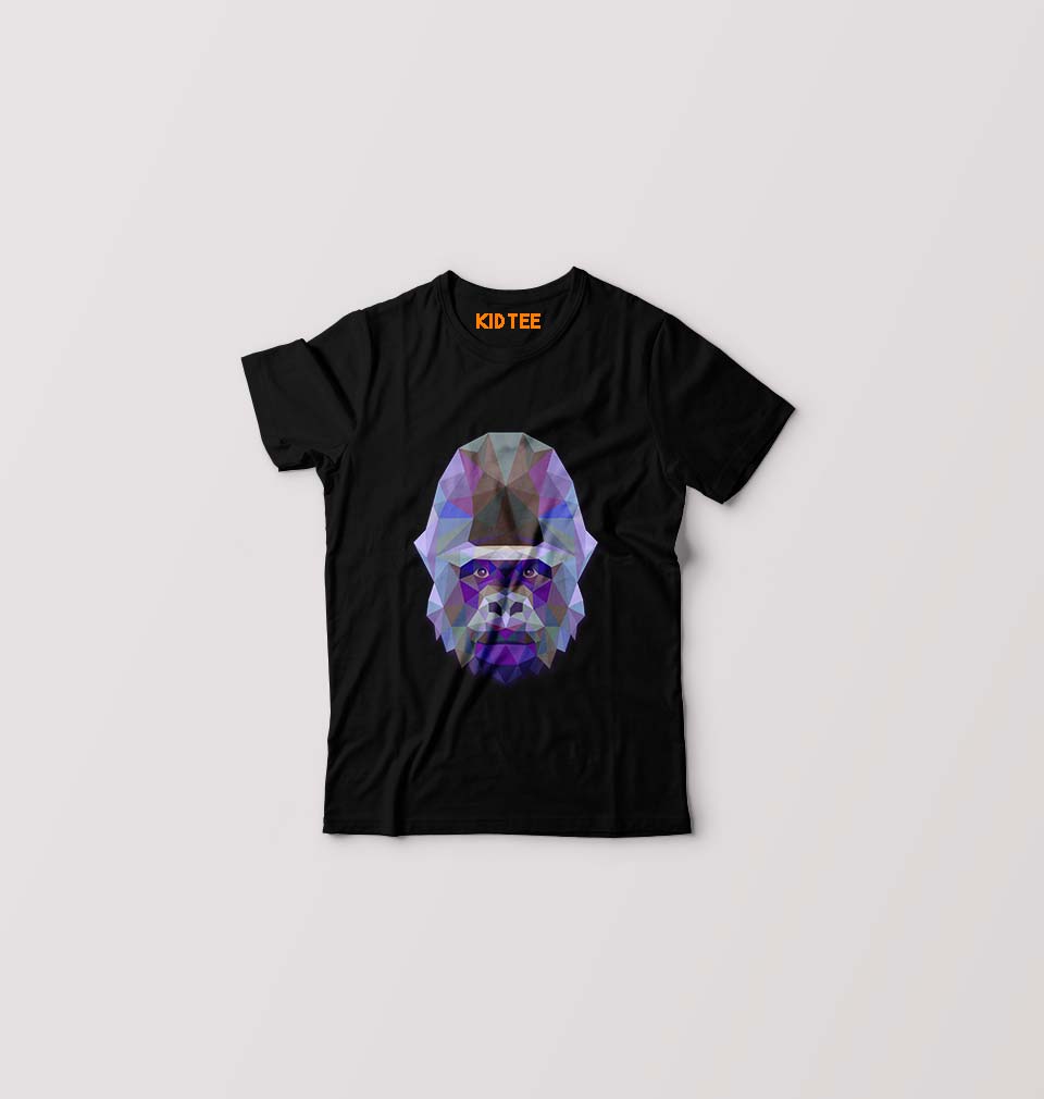 TRIANGLE_GORILLA Kids T-Shirt for Boy/Girl-Black-Ektarfa.online