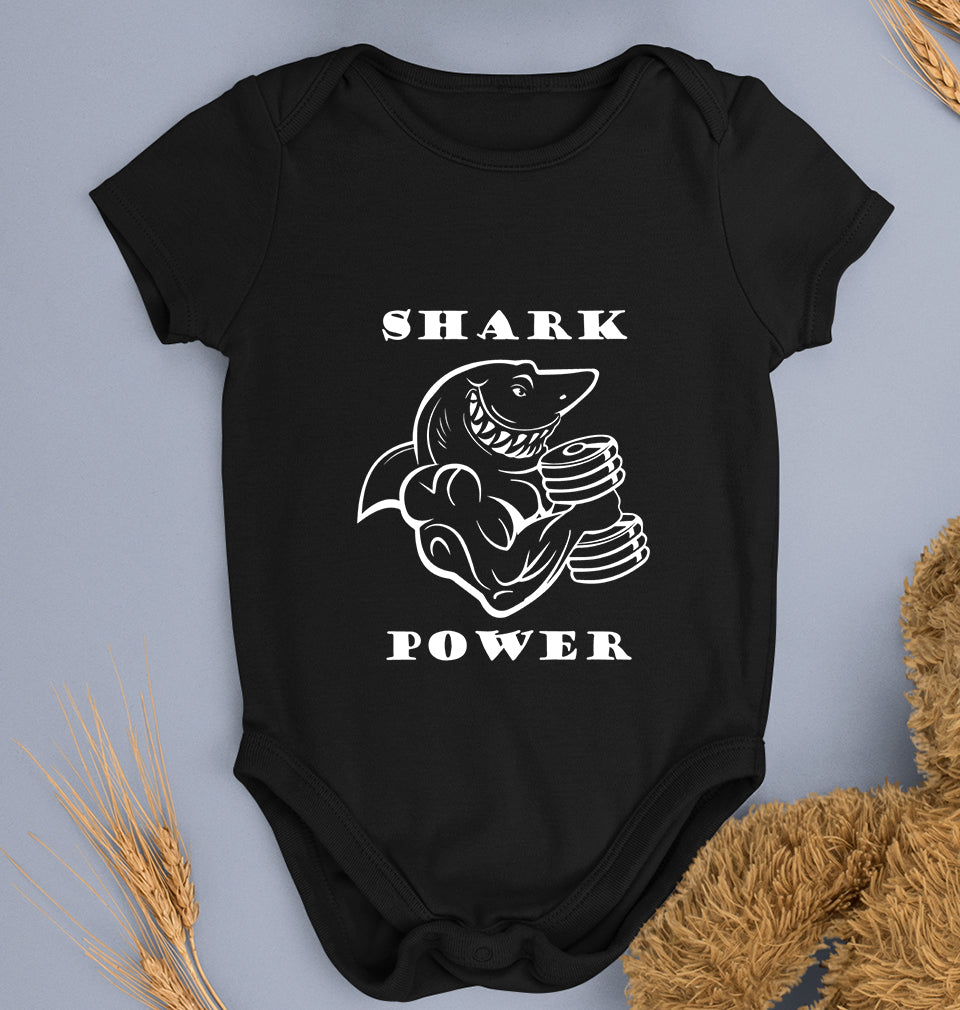 Gym Shark Power Kids Romper For Baby Boy/Girl-Black-Ektarfa.online