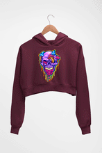 Load image into Gallery viewer, Trippy Psychedelic Skull Crop HOODIE FOR WOMEN-Maroon-Ektarfa.online
