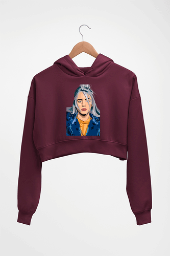 Billie Eilish Crop HOODIE FOR WOMEN-Maroon-Ektarfa.online