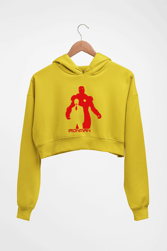 Iron Man Crop HOODIE FOR WOMEN-Mustard Yellow-Ektarfa.online