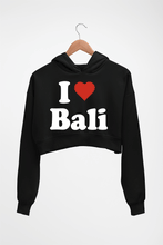 Load image into Gallery viewer, I Love Bali Crop HOODIE FOR WOMEN-Black-Ektarfa.online
