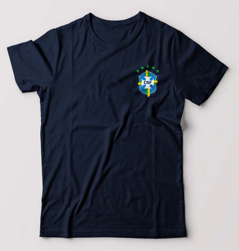 Brazil Football T-Shirt for Men-S(38 Inches)-Navy Blue-Ektarfa.online