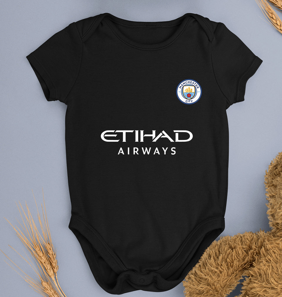 Manchester City F.C 2021-22 Kids Romper For Baby Boy/Girl-0-5 Months(18 Inches)-Black-Ektarfa.online