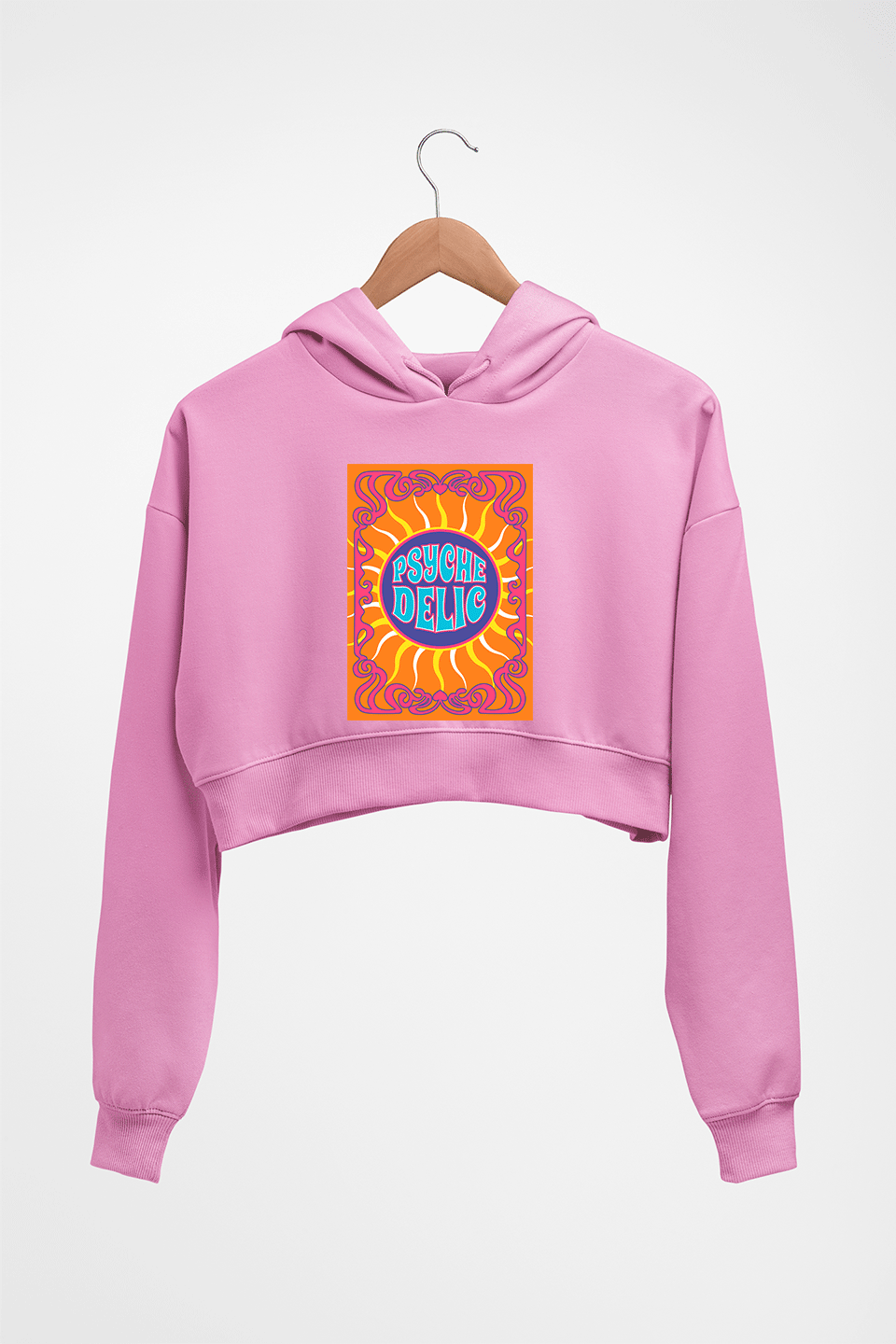 Psychedelic Crop HOODIE FOR WOMEN-Light Baby Pink-Ektarfa.online