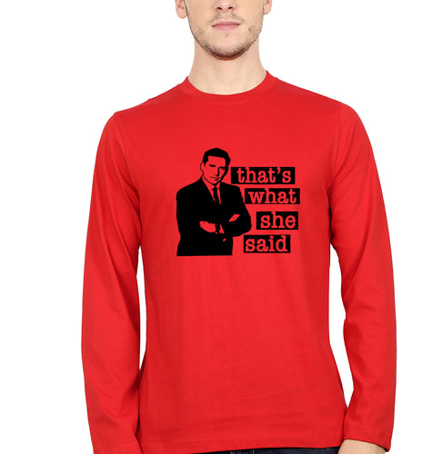 Michael Scott That's What She Said Full Sleeves T-Shirt for Men-Red-Ektarfa.online