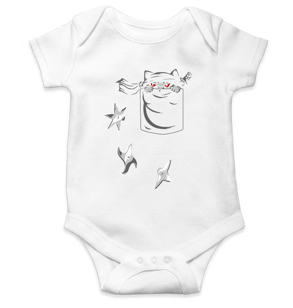 NINJA CAT Kids Romper For Baby Boy/Girl-0-5 Months(18 Inches)-White-Ektarfa.online