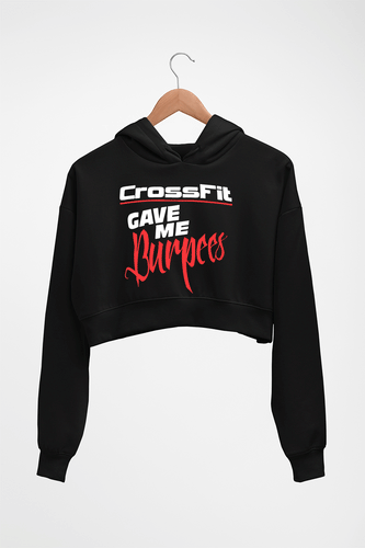 CrossFit Gym Burpees Crop HOODIE FOR WOMEN-Black-Ektarfa.online