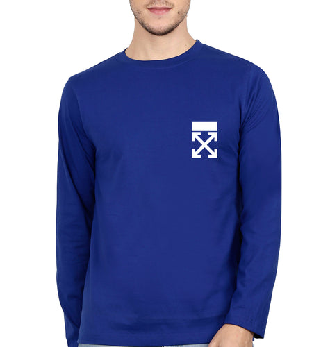 off White logo Full Sleeves T-Shirt for Men-Royal Blue-Ektarfa.online