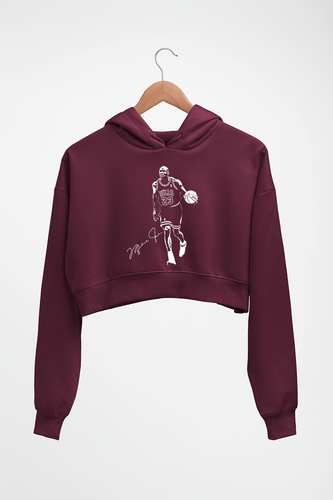 Michael Jordan Crop HOODIE FOR WOMEN-Maroon-Ektarfa.online