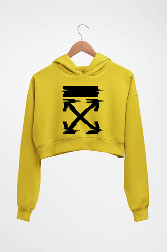 Off White Tee Crop HOODIE FOR WOMEN-Mustard Yellow-Ektarfa.online