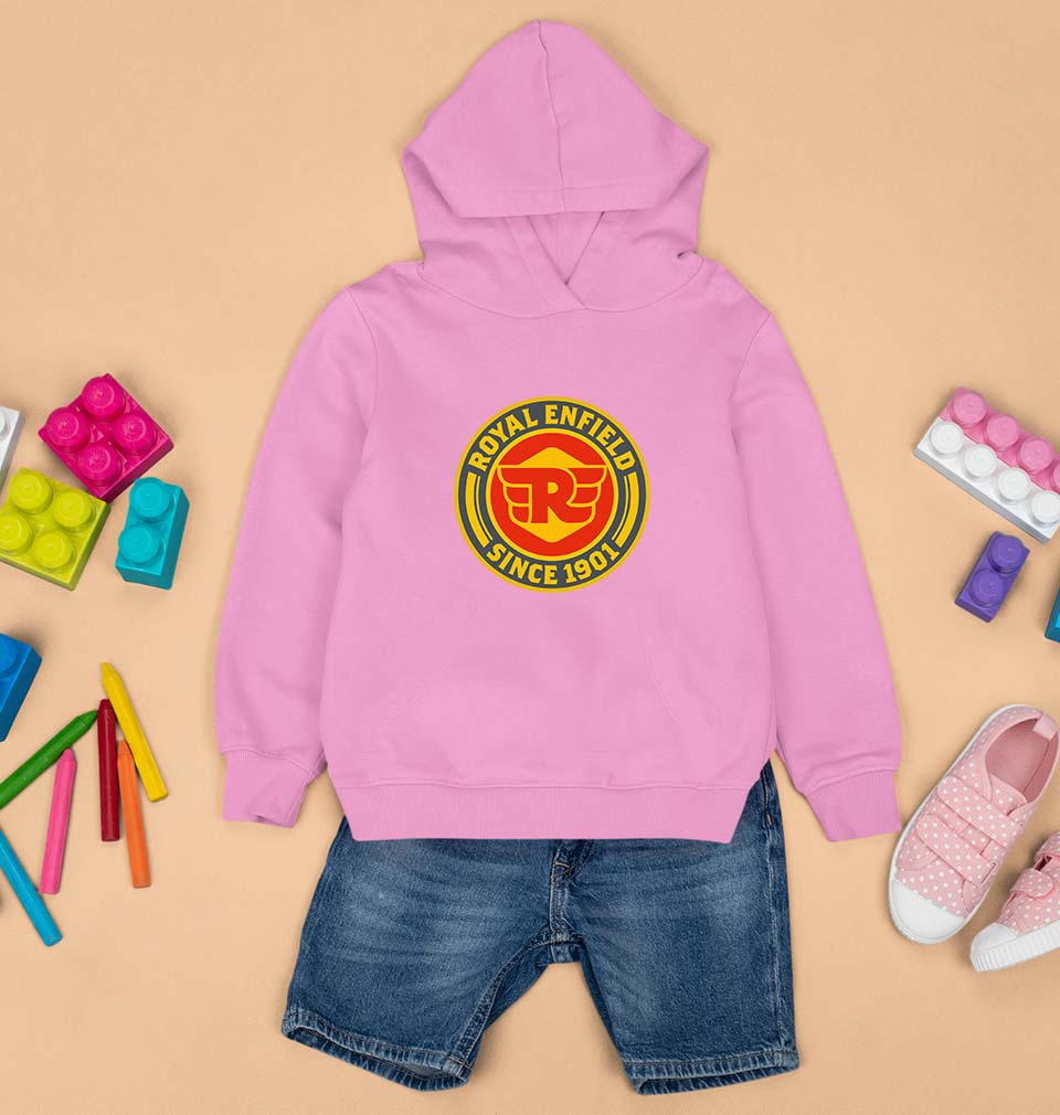 Royal Enfield Kids Hoodie for Boy/Girl-Light Baby Pink-Ektarfa.online