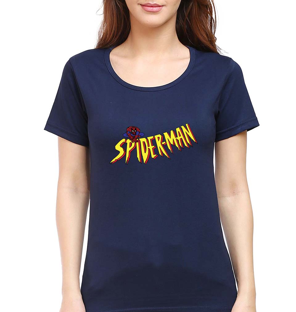 Spiderman Superhero T-Shirt for Women-Navy Blue-Ektarfa.online