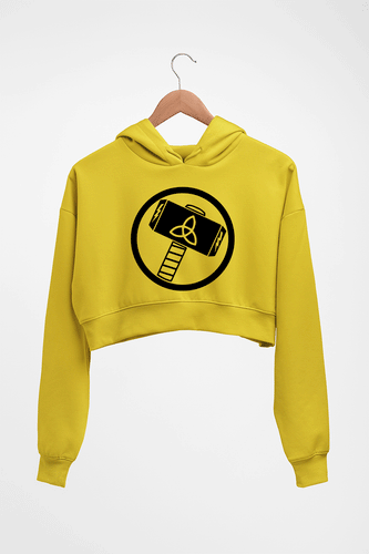 Thor Superhero Crop HOODIE FOR WOMEN-Mustard Yellow-Ektarfa.online