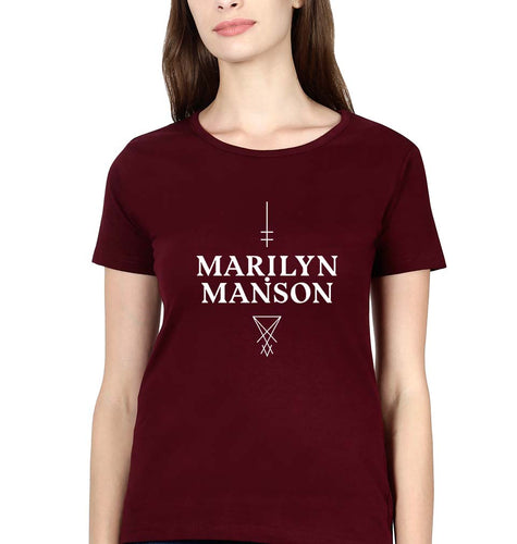 Marilyn Manson T-Shirt for Women-Maroon-Ektarfa.online