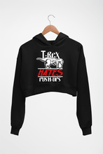 Load image into Gallery viewer, T-Rex Gym Funny Crop HOODIE FOR WOMEN-Black-Ektarfa.online
