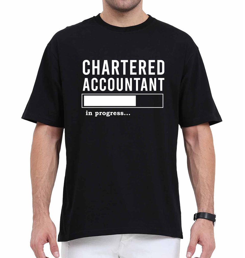 Chartered Accountants(CA) In Progress Oversized T-Shirt for Men-Black-Ektarfa.online