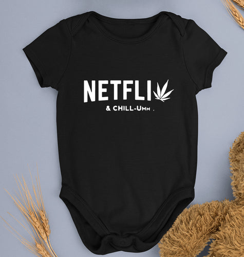 Netflix Weed & Chill Kids Romper For Baby Boy/Girl-0-5 Months(18 Inches)-Black-Ektarfa.online