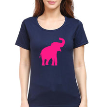 Load image into Gallery viewer, Pink Elephant T-Shirt for Women-Navy Blue-Ektarfa.online
