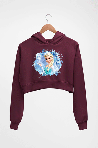 Frozen Elsa Crop HOODIE FOR WOMEN-Maroon-Ektarfa.online