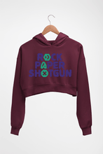 Load image into Gallery viewer, Rock Paper Shotgun Crop HOODIE FOR WOMEN-Maroon-Ektarfa.online
