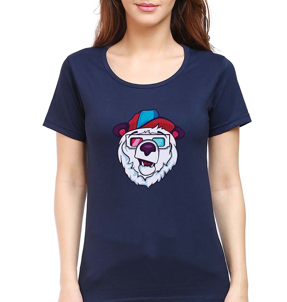 Bear T-Shirt for Women-Navy Blue-Ektarfa.online