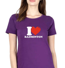 Load image into Gallery viewer, I Love Badminton T-Shirt for Women-Purple-Ektarfa.online
