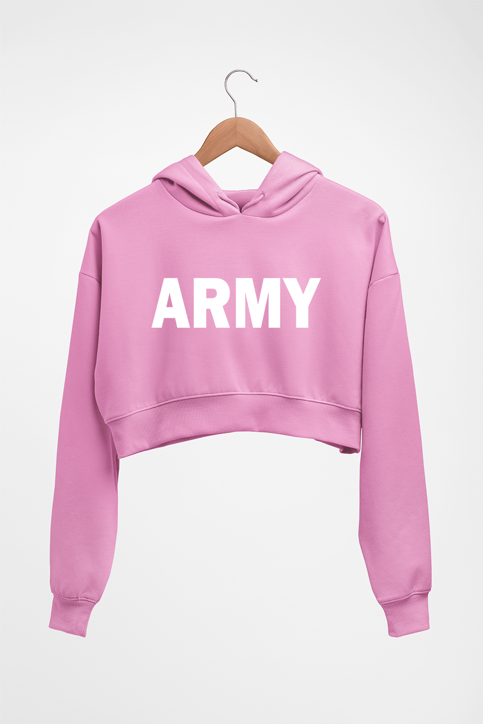 ARMY Crop HOODIE FOR WOMEN-Light Baby Pink-Ektarfa.online