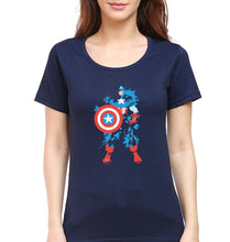 Load image into Gallery viewer, Captain America Superhero T-Shirt for Women-Navy Blue-Ektarfa.online
