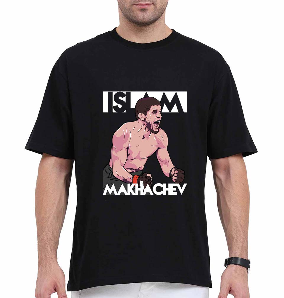 Islam Makhachev Oversized T-Shirt for Men-Black-Ektarfa.online