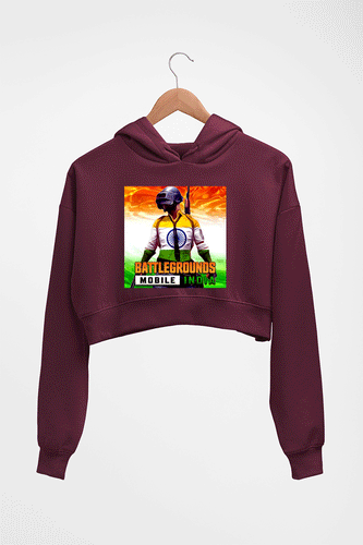 Battlegrounds Mobile India (BGMI) Crop HOODIE FOR WOMEN-Maroon-Ektarfa.online