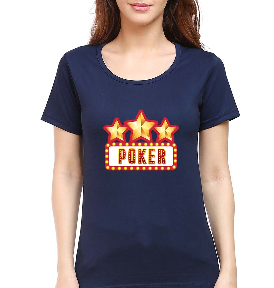 Poker T-Shirt for Women-Navy Blue-Ektarfa.online